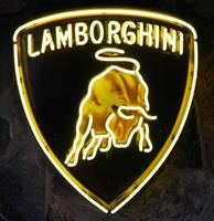 Lamborghini Neon Met Achterplaat 70 x 80 cm
