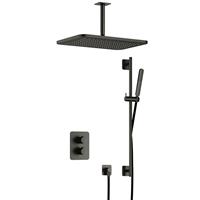 Hotbath Gal IBS40A inbouw doucheset met 2-weg stop-omstel met plafondbuis, gl106 en glijstang - Geborsteld gunmetal PVD