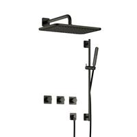 Hotbath Gal IBSGL70 inbouw doucheset met 2 stopkranen met gl106 en glijstang - Geborsteld gunmetal PVD