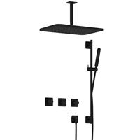 Hotbath Gal IBSGL70 inbouw doucheset met 2 stopkranen met plafondbuis, gl106 en glijstang - Mat zwart