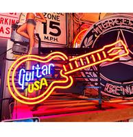 Fiftiesstore Guitar USA Neon Verlichting 74 x 43 cm