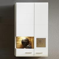 LOMADOX Hängevitrine inkl. LED-Beleuchtung matt weiß mit Eiche-Altholz FARO-36 B/H/T 80x136x37cm