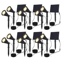 HOFTRONIC™ 6x Solar LED tuinspot Bend Duo met los zonnepaneel 3000K warm wit Prikspot Grondspot