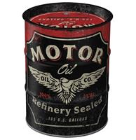 Fiftiesstore Motor Oil Refinery Sealed Olieblik Tinnen Spaarpot