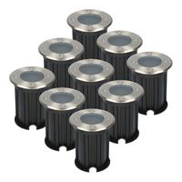 HOFTRONIC™ 9x Maisy dimbare LED Grondspot rond RVS excl. lichtbron IP65 straal waterdicht 3 jaar garantie
