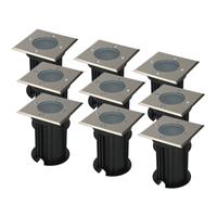 HOFTRONIC™ 9x Ramsay dimbare LED Grondspot Vierkant RVS excl. lichtbron IP67 straal waterdicht 3 jaar garantie