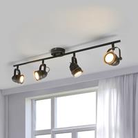 LINDBY Vierflammige LED-Deckenlampe Leonor, schwarz-gold