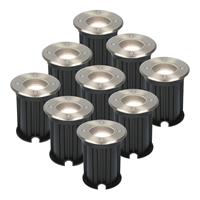 HOFTRONIC™ 9x Maisy dimbare LED grondspot rond RVS 6.5W 4000K IP65 straal waterdicht 3 jaar garantie