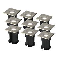 HOFTRONIC™ Set van 9 grondspots RVS vierkant 6000K GU10 IP65 waterdicht 3 jaar garantie dimbaar