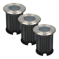 HOFTRONIC™ 3x Maisy dimbare LED Grondspot rond RVS excl. lichtbron IP65 straal waterdicht 3 jaar garantie