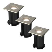 HOFTRONIC™ Set van 3 grondspots RVS vierkant 4000K GU10 IP65 waterdicht 3 jaar garantie dimbaar