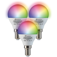 Homeylux Set van 3 E14 SMART LED Lampen RGBWW Wifi 5.5 Watt 470lm P45 Dimbaar via App