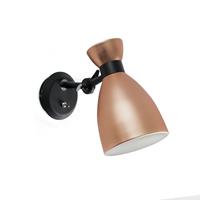 Retro Design Wandlamp kleur koper met zwarte accenten fitting E14 20045 Spaans Design Faro