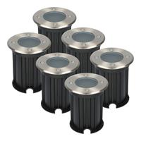 HOFTRONIC™ 6x Maisy dimbare LED Grondspot rond RVS excl. lichtbron IP65 straal waterdicht 3 jaar garantie