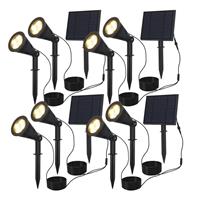 HOFTRONIC™ 4x Solar LED tuinspot Bend Duo met los zonnepaneel 3000K warm wit Prikspot Grondspot