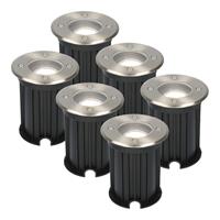 HOFTRONIC™ 6x Maisy dimbare LED grondspot rond RVS 5W 6000K IP65 straal waterdicht 3 jaar garantie