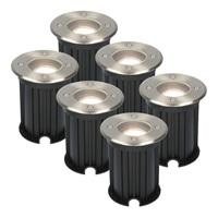 HOFTRONIC™ 6x Maisy dimbare LED grondspot rond RVS 6.5W 4000K IP65 straal waterdicht 3 jaar garantie