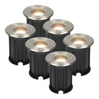 HOFTRONIC™ 6x Maisy dimbare LED grondspot rond RVS 5W 2700K IP65 straal waterdicht 3 jaar garantie