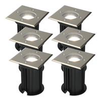 HOFTRONIC™ Set van 6 grondspots RVS vierkant 6000K GU10 IP65 waterdicht 3 jaar garantie dimbaar