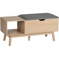 Wenko Sitzbank mit Staufach Edda, Schuhbank mit Sitzpolster, MDF - Bank: Beige, Sitzfläche: Grau