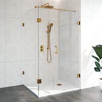 Sanituba Complete Profielloze Douchecabine Rechthoek 3-delig dd 100x120cm goud geborsteld