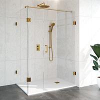 Sanituba Complete Profielloze Douchecabine Rechthoek 3-delig dd 90x140cm goud geborsteld