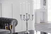 Decoratie Kaarsenstandaard 5-Armig Zilver 42cm gepolijst - 17363
