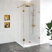 Sanituba Complete Profielloze Inloopdouche 100/30cm draaibaar goud geborsteld