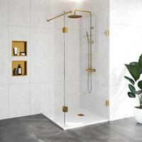 Sanituba Complete Profielloze Inloopdouche 100/40cm draaibaar goud geborsteld