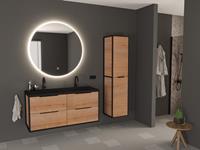 Fontana Elba badmeubel 120cm met zwarte wastafel en kraangaten eiken