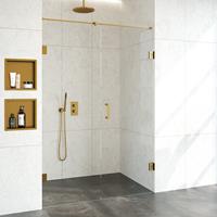 Sanituba Complete Profielloze Nisdeur 2-delig 140cm met 70cm deur goud geborsteld