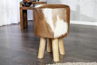 Hocker Hide Bruin Wit 30cm echt leer - 35441