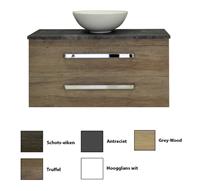 Sanicare Q11 badkamermeubel met black-stone topblad 100 cm schots-eiken