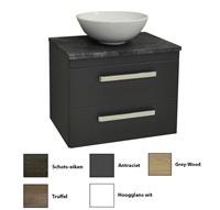 Sanicare Q11 badkamermeubel met black-stone topblad 65 cm grey-wood