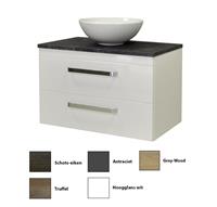 Sanicare Q11 badkamermeubel met black-stone topblad 80 cm grey-wood