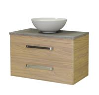 Sanicare Q11 badkamermeubel met grey-stone topblad 80 cm grey-wood