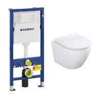 Geberit UP100 toiletset met Saniclear Itsie mat witte toiletpot randloos met softclose zitting