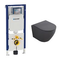 Geberit UP720 toiletset met Saniclear Itsie mat antraciete toiletpot randloos met softclose zitting
