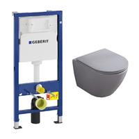 Geberit UP100 toiletset met Saniclear Itsie mat grijze toiletpot randloos met softclose zitting