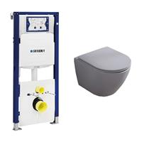 Geberit UP320 toiletset met Saniclear Itsie mat grijze toiletpot randloos met softclose zitting