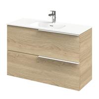 Tiger Pocket badkamermeubel 100cm naturel eiken met mat witte grepen