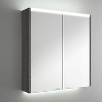 Muebles Ally spiegelkast met verlichting bovenkant 63x66cm zwart eiken