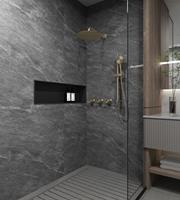 Saniclear Plus inbouw regendouche met 20cm hoofddouche, muurarm en glijstang geborsteld messing mat goud