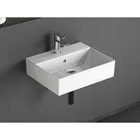 AQUA BAGNO Design Waschbecken Aufsatzwaschbecken Hängewaschbecken Waschtisch aus hochwertiger Keramik eckig - 50 x 42 cm - Weiß - 