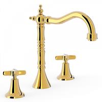 Tres Clasic 3-gats wastafelkraan met hoge uitloop goud