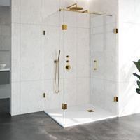 Sanituba Complete Profielloze Douchecabine Rechthoek 3-delig 100x120cm goud geborsteld