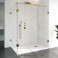 Sanituba Complete Profielloze Douchecabine Rechthoek 3-delig 100x160cm goud geborsteld
