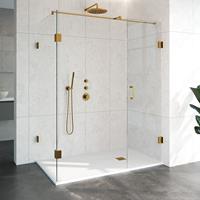 Sanituba Complete Profielloze Douchecabine Rechthoek 3-delig 90x160cm goud geborsteld