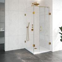 Sanituba Complete Profielloze Douchecabine Vierkant 3-delig 90x90cm goud geborsteld