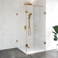 Sanituba Complete Profielloze Douchecabine Vierkant 3-delig dd 100x100cm goud geborsteld